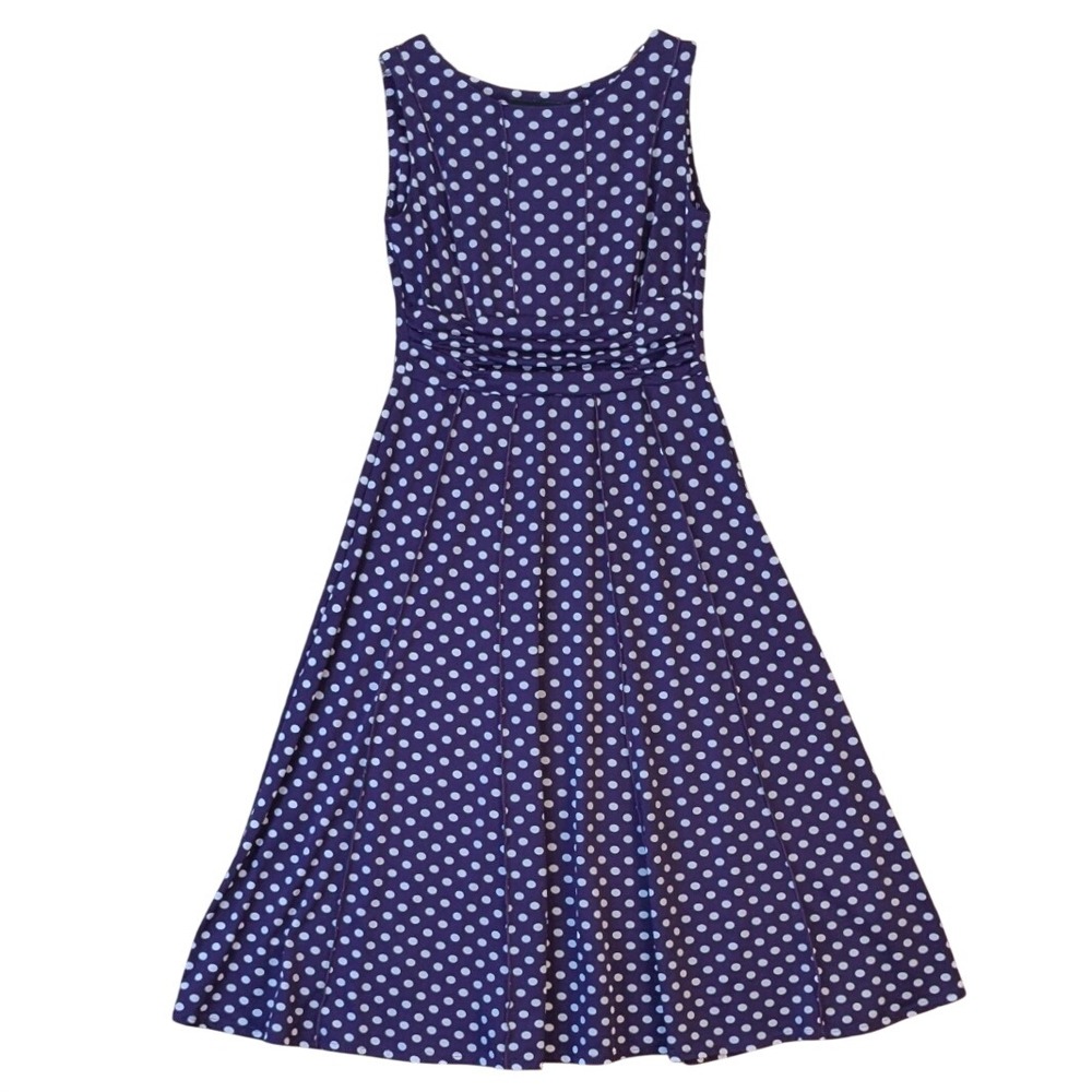 Perceptions Women's Retro Housewife Purple‎ Polka Dot A-Line Midi Dress Small